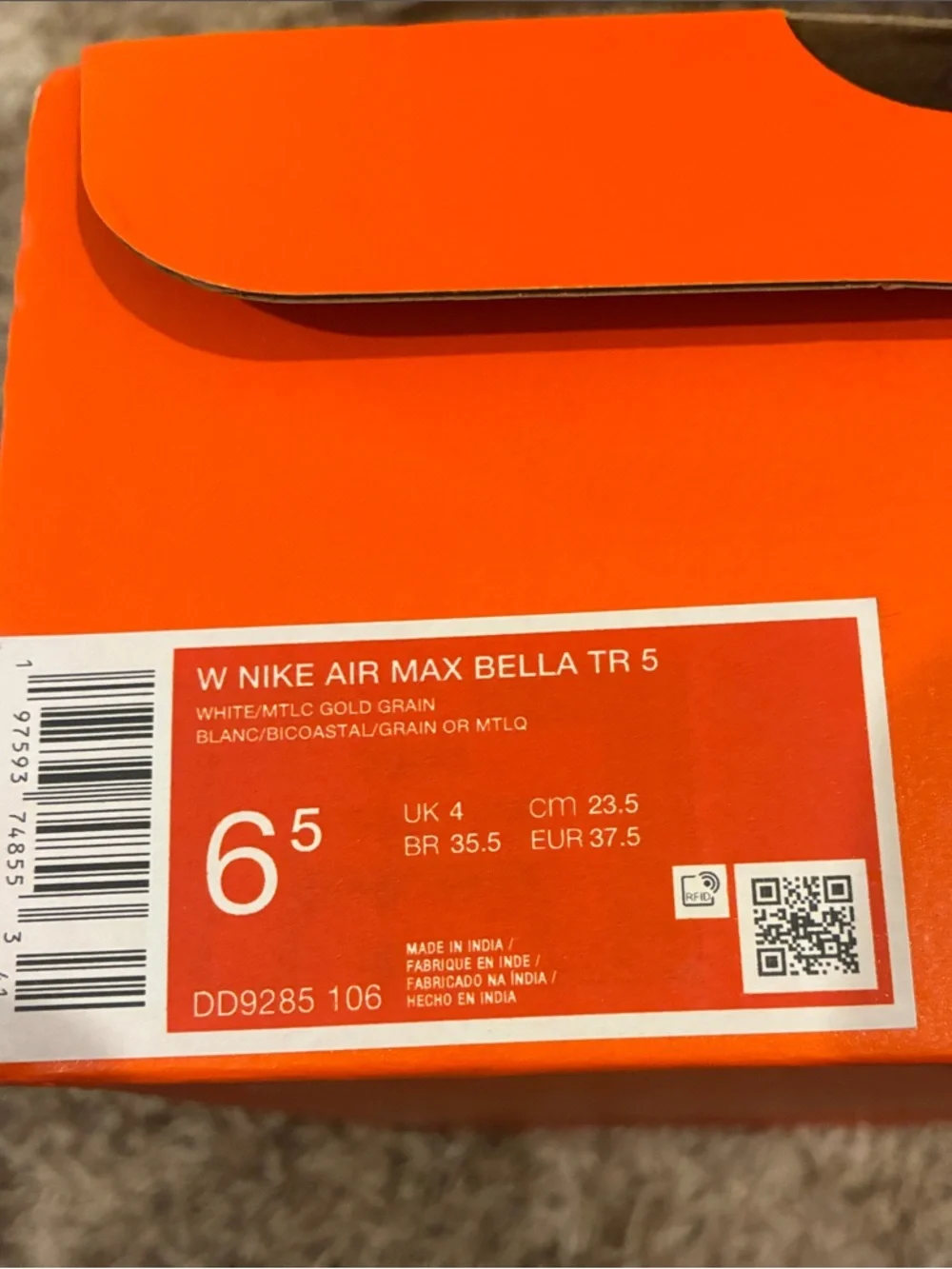 Nike Air Max Bella Women's White Sneakers with Coral-Red Accents